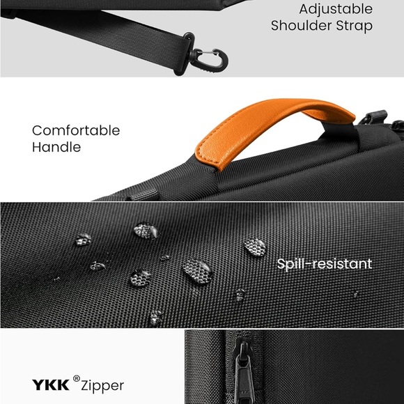 tomtoc 360 Protective Laptop Shoulder Bag. Black - Picture 9 of 9